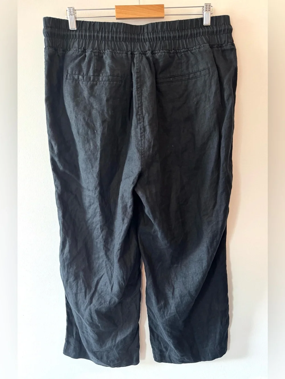 Quince 100% European Linen Wide Leg Pants - Black- Size XL